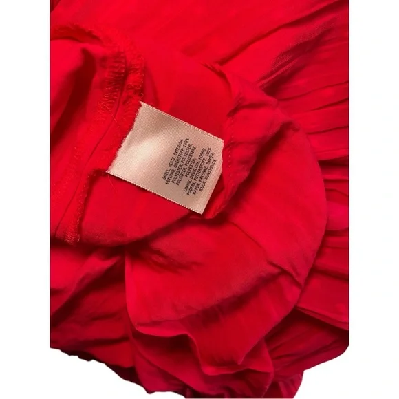 Anthropologie Red Pleated Tiered Sundress with Bishop Sleeves - Picture 10 of 10